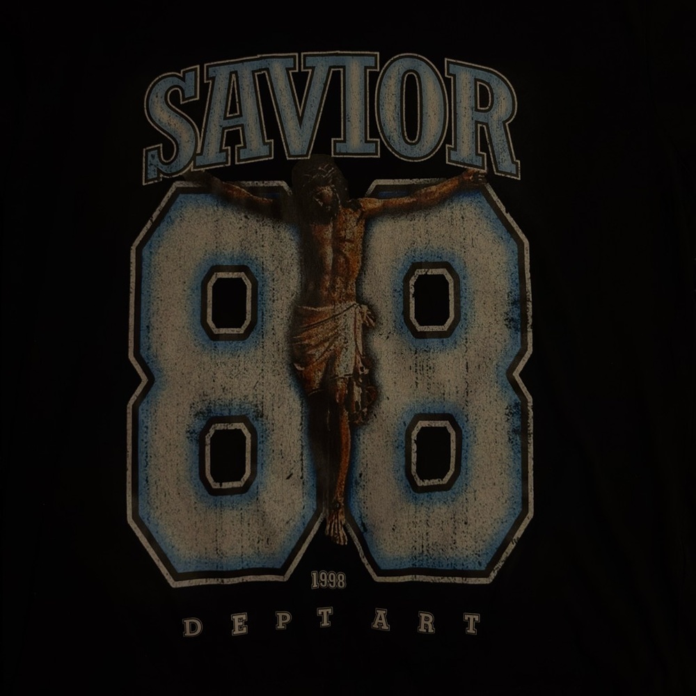 SHEIN Men’s Black Savior Graphic T-Shirt – Size Small